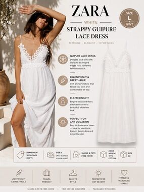 white lace up dress zara White Lace Dress Woman